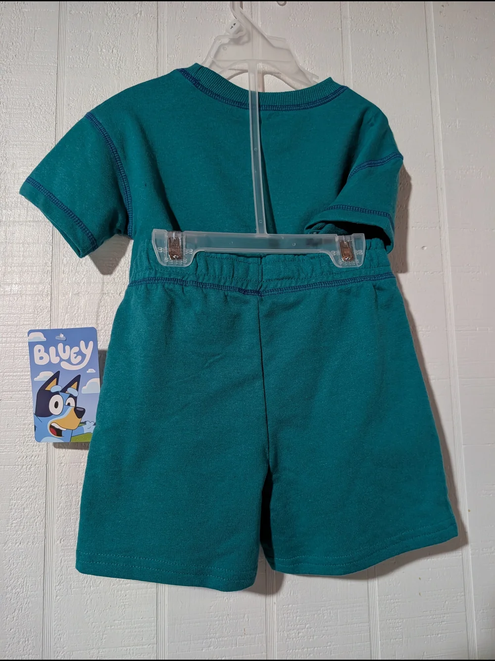 Kids Bluey Teal Short-Sleeve & Shorts set W/Playful Bluey Graphic
